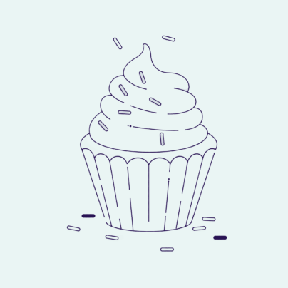 Illustration av en cupcake med strössel